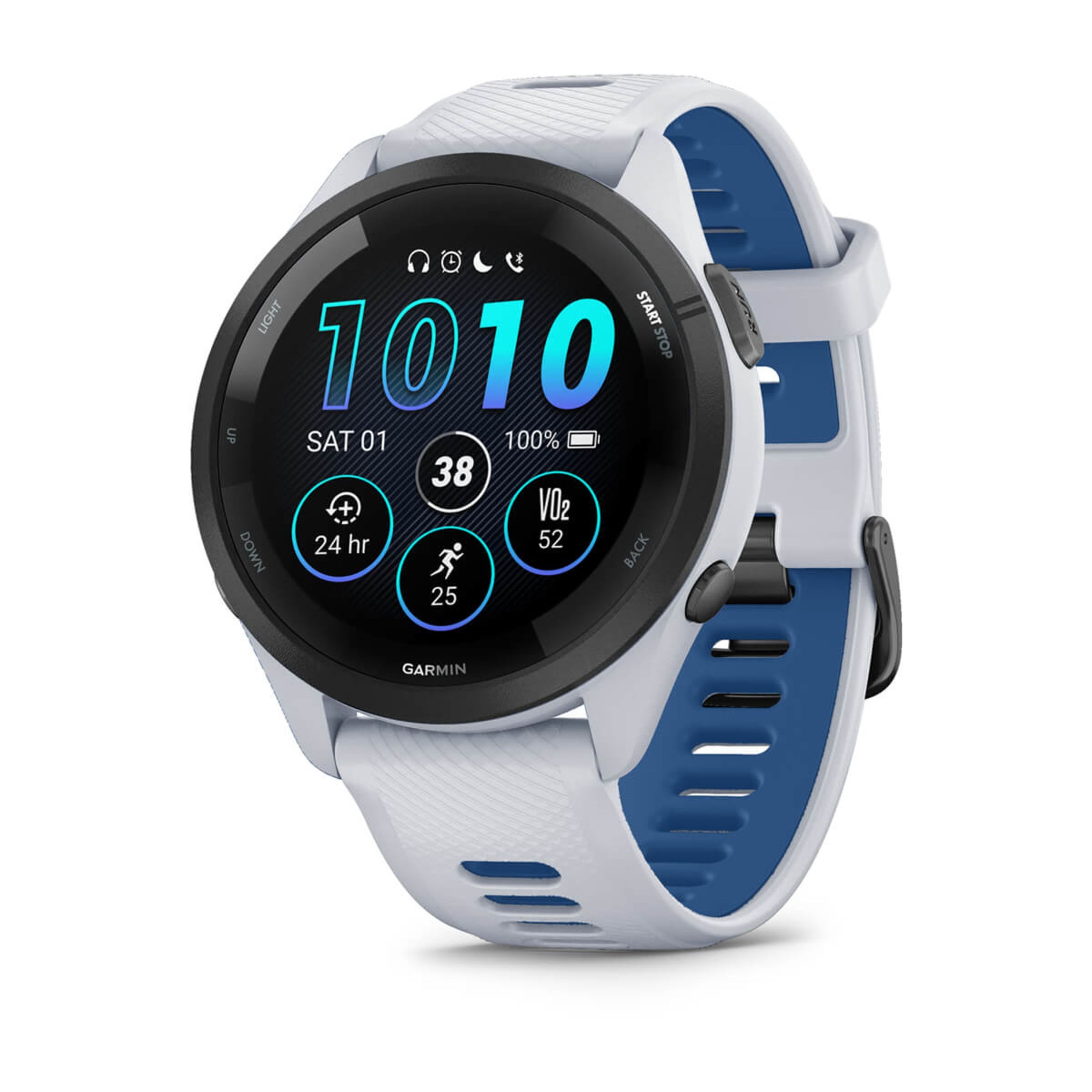 Forerunner 265S - Black Bezel With Whitestone Case And Whitestone/Tidal Blue Silicone Band