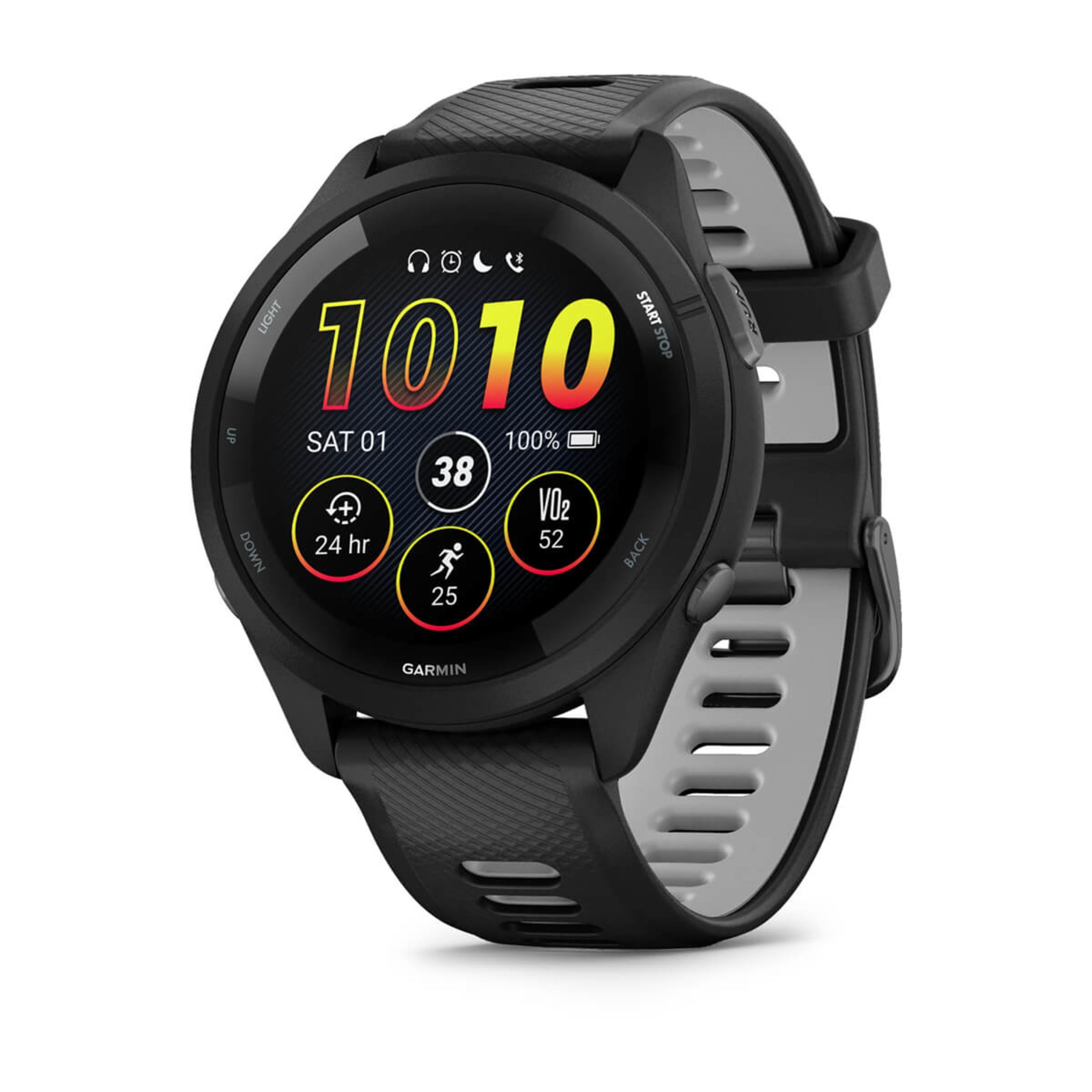 Forerunner 265S - Black Bezel And Case With Black/Powder Gray Silicone Band
