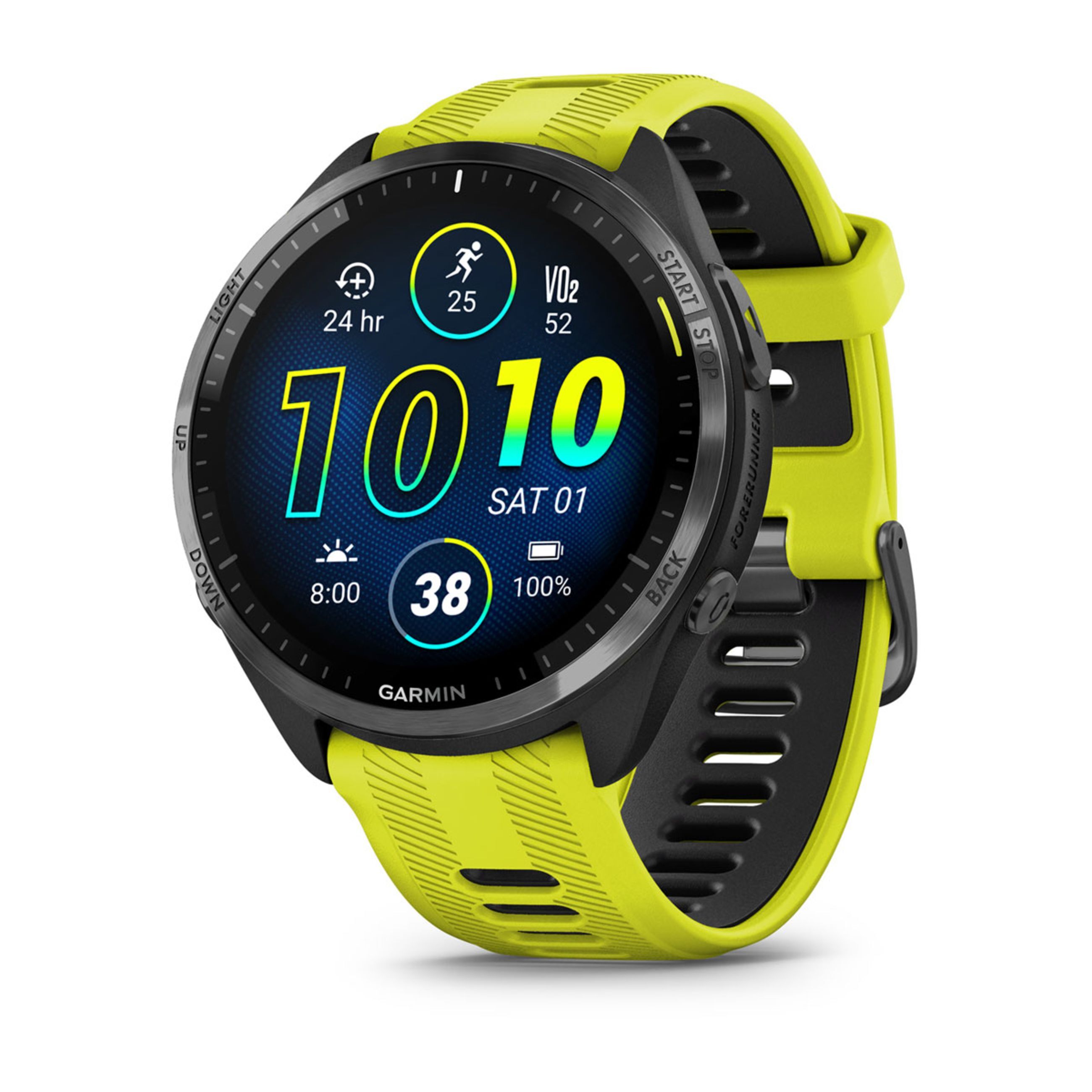 Forerunner 965 - Carbon Gray Dlc Titanium Bezel With Black Case And Amp Yellow/Black Silicone Band