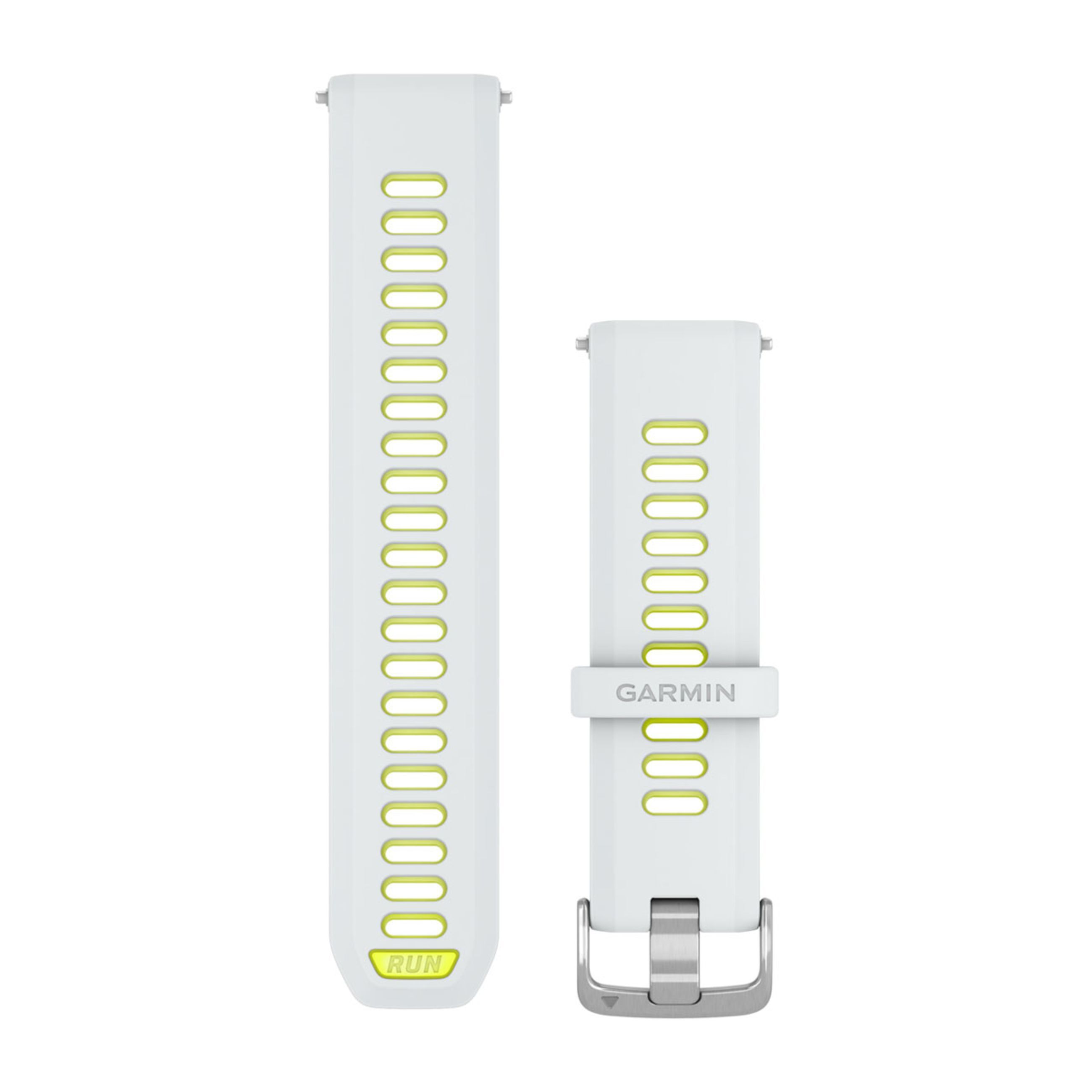 Forerunner Watch Bands (22 Mm) - Whitestone/Translucent Amp Yellow With Silver Hardware