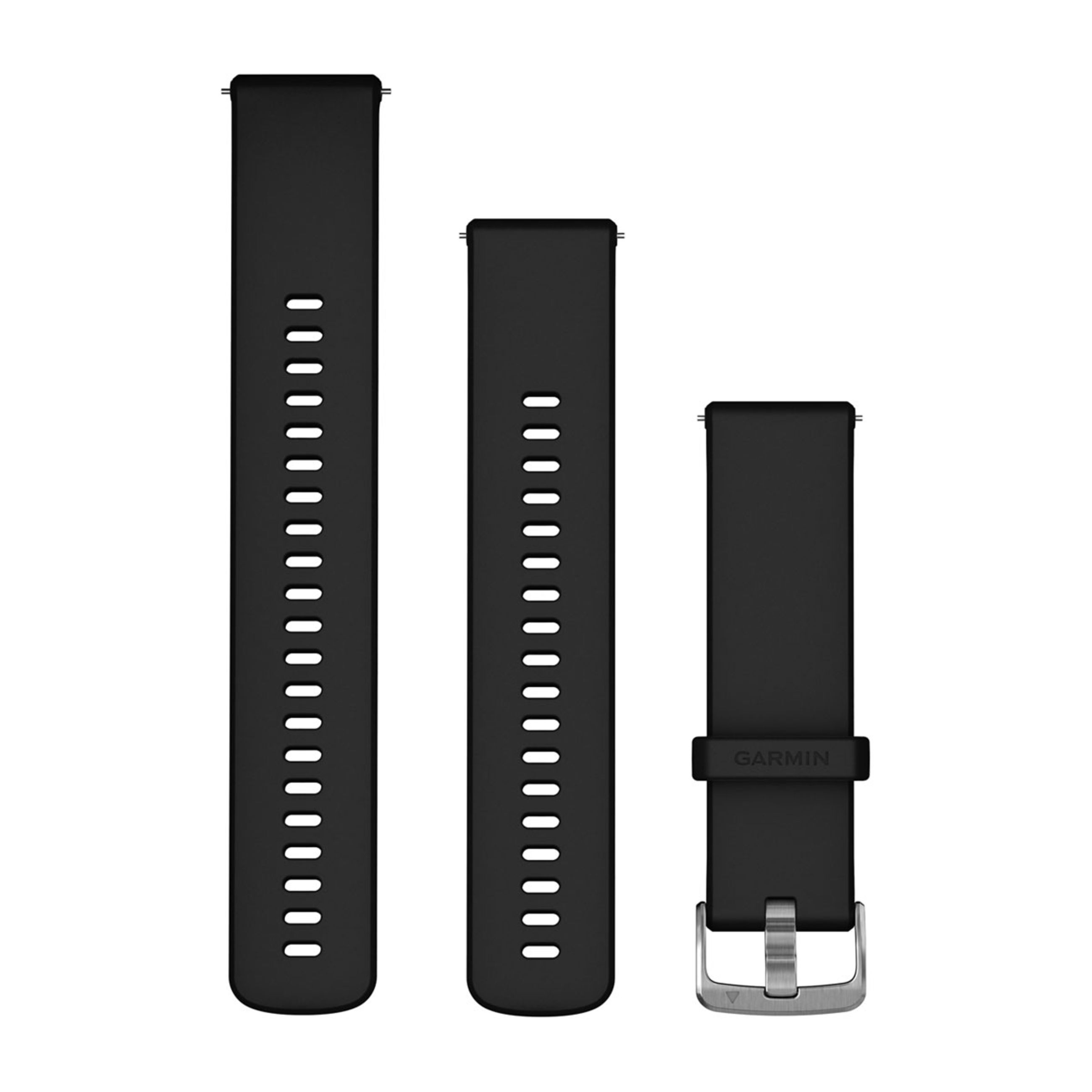 Quick Release Bands (22 Mm) - Black Silicone With Silver Hardware
