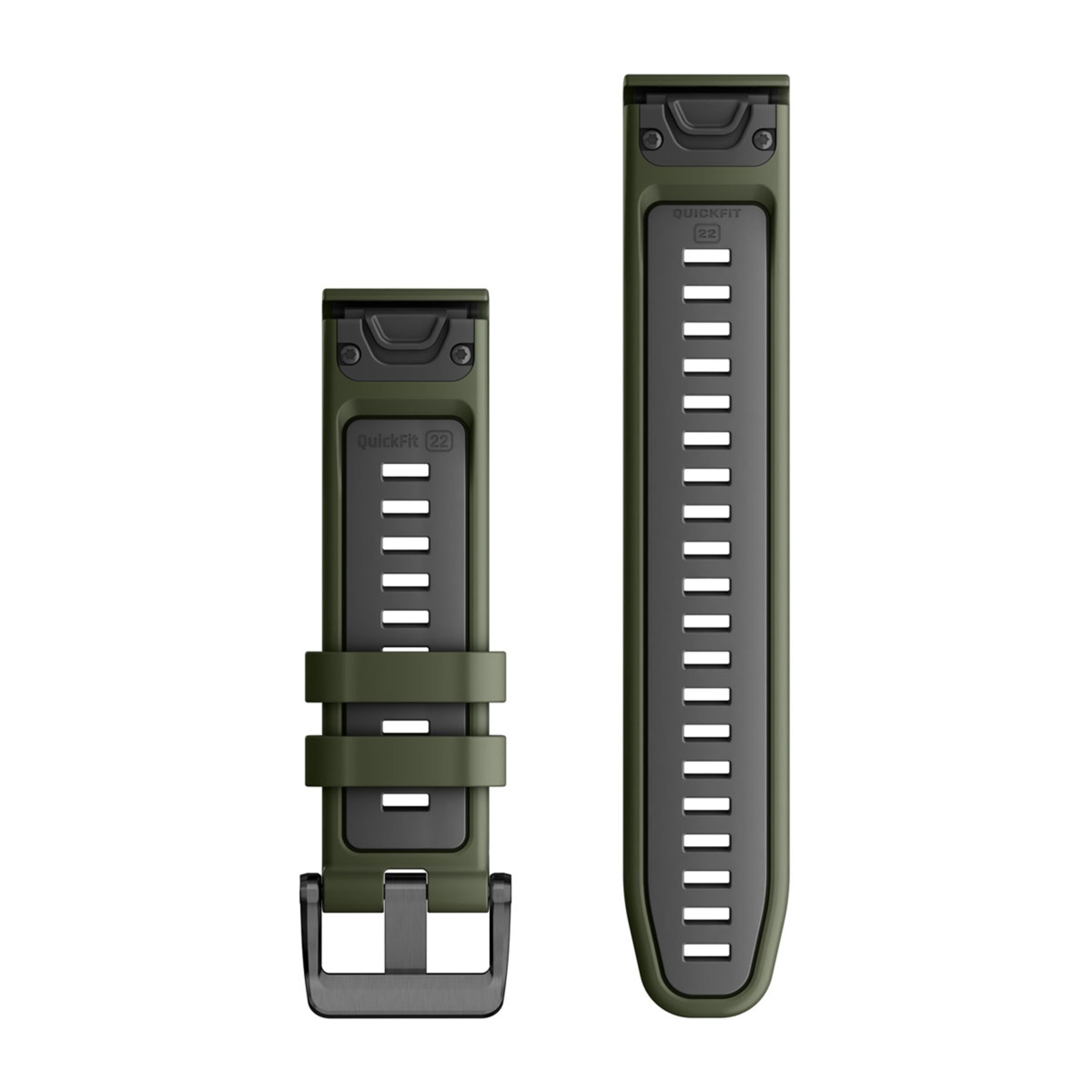 Alternative view of Quickfit 22 Watch Straps - Moss/Graphite Silicone