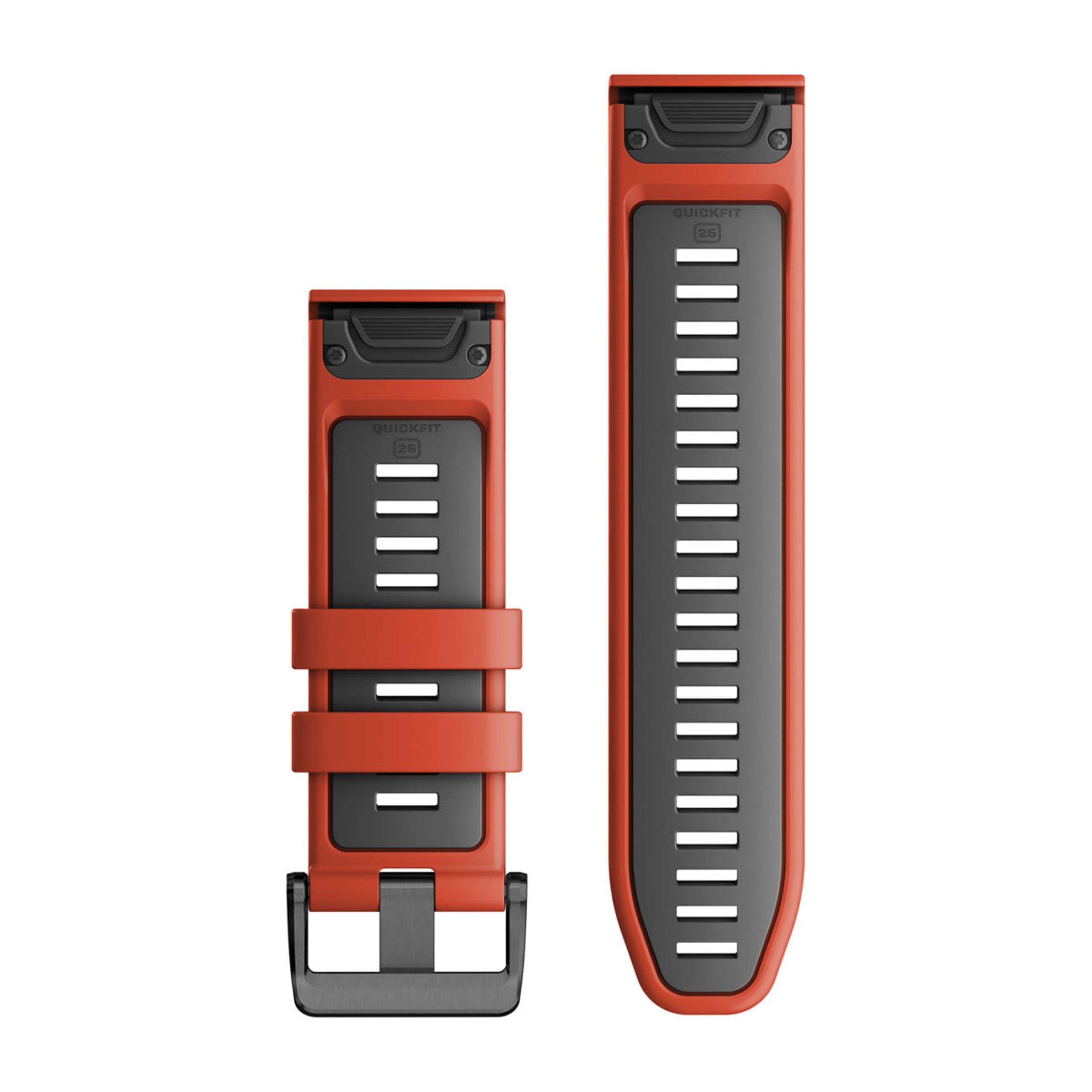 Alternative view of Quickfit 26 Watch Bands - Flame Red/Graphite Silicone